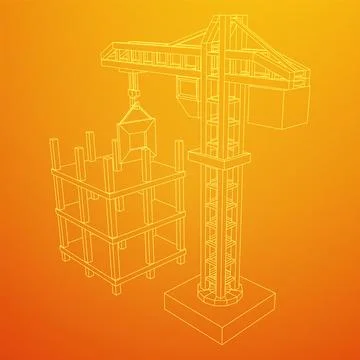 Construction crane tower. Building under construction concept Ilustración de archivo
