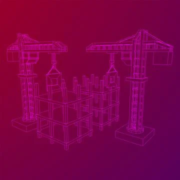 Construction crane tower. Building under construction concept Stock Illustration