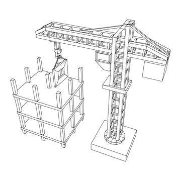 Construction crane tower. Building under construction concept Stock Illustration