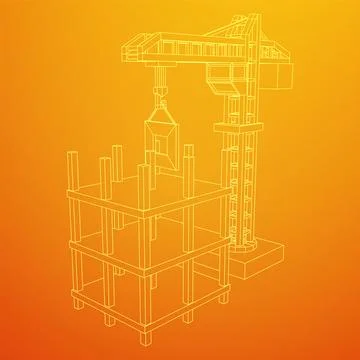 Construction crane tower. Building under construction concept Ilustración de archivo