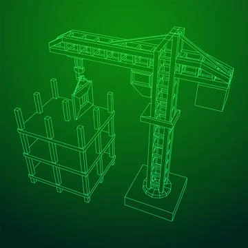 Construction crane tower. Building under construction concept Ilustración de archivo