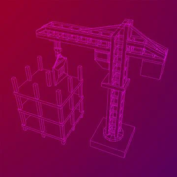 Construction crane tower. Building under construction concept Ilustración de archivo