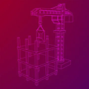 Construction crane tower. Building under construction concept Ilustración de archivo