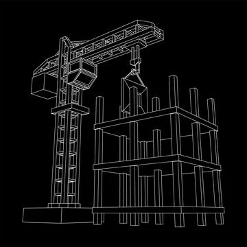 Construction crane tower. Building under construction concept Ilustración de archivo