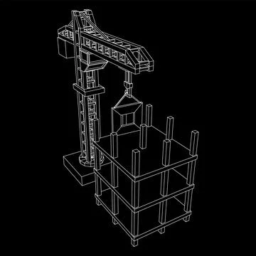 Construction crane tower. Building under construction concept Ilustración de archivo