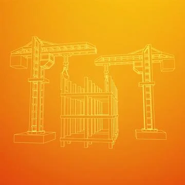 Construction crane tower. Building under construction concept Stock Illustration