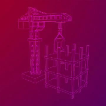 Construction crane tower. Building under construction concept Ilustración de archivo
