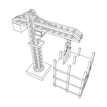 Construction crane tower. Building under construction concept Stock Illustration