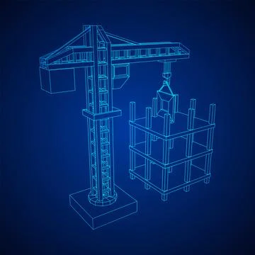 Construction crane tower. Building under construction concept Ilustración de archivo