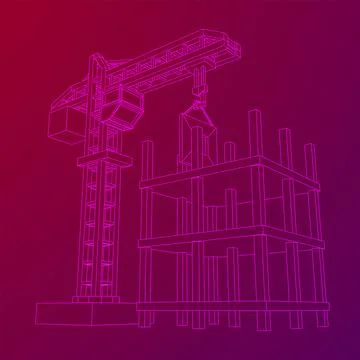 Construction crane tower. Building under construction concept Ilustración de archivo