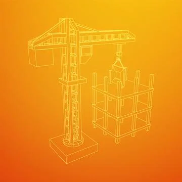 Construction crane tower. Building under construction concept Stock Illustration