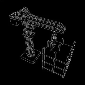 Construction crane tower. Building under construction concept Stock Illustration