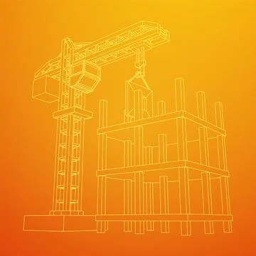 Construction crane tower. Building under construction concept Ilustración de archivo