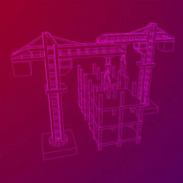 Construction crane tower. Building under construction concept Stock Illustration