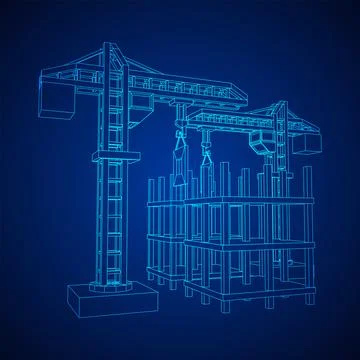 Construction crane tower. Building under construction concept Stock Illustration