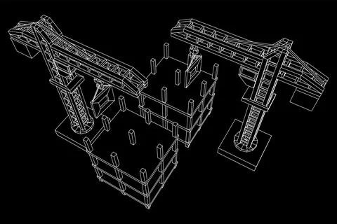 Construction crane tower. Building under construction concept Ilustración de archivo