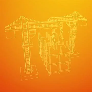 Construction crane tower. Building under construction concept Ilustración de archivo