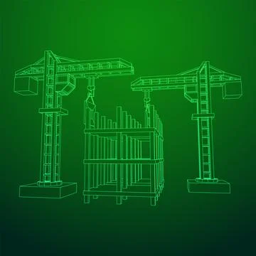 Construction crane tower. Building under construction concept Ilustración de archivo