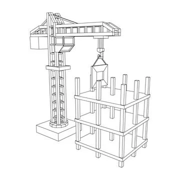 Construction crane tower. Building under construction concept Stock Illustration
