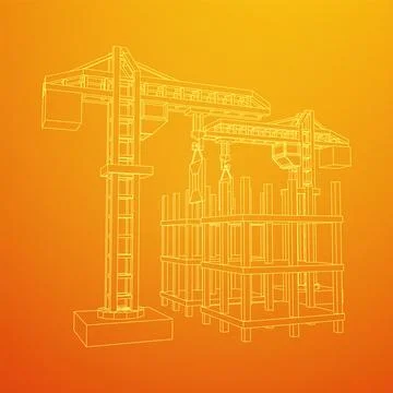 Construction crane tower. Building under construction concept Ilustración de archivo