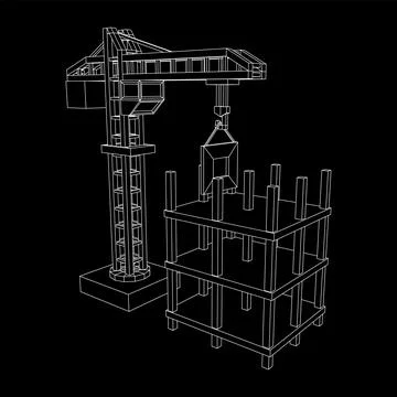 Construction crane tower. Building under construction concept Ilustración de archivo