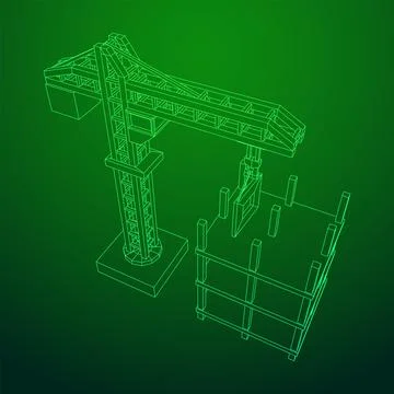 Construction crane tower. Building under construction concept Stock Illustration