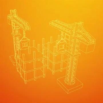 Construction crane tower. Building under construction concept Stock Illustration