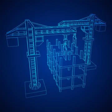 Construction crane tower. Building under construction concept Stock Illustration