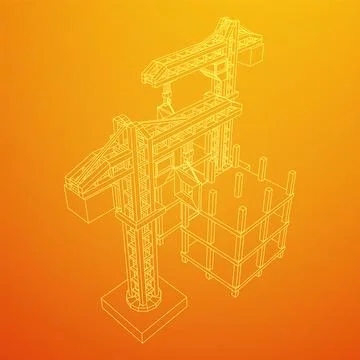 Construction crane tower. Building under construction concept Ilustración de archivo