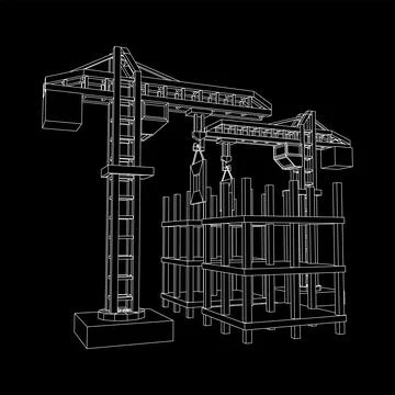 Construction crane tower. Building under construction concept Stock Illustration