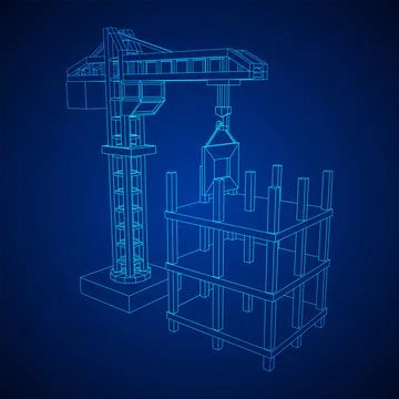 Construction crane tower. Building under construction concept Stock Illustration