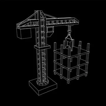 Construction crane tower. Building under construction concept Ilustración de archivo