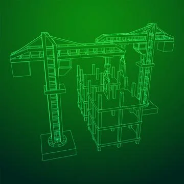 Construction crane tower. Building under construction concept Ilustración de archivo