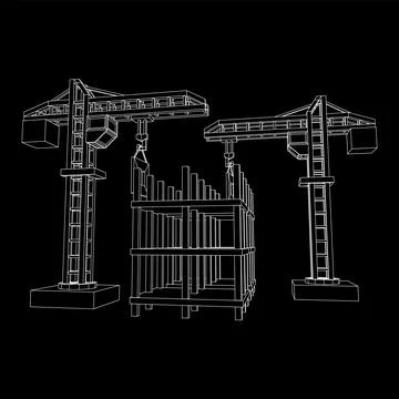 Construction crane tower. Building under construction concept Stock Illustration
