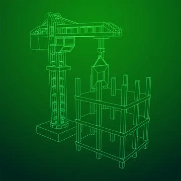 Construction crane tower. Building under construction concept Ilustración de archivo