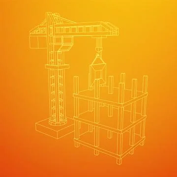 Construction crane tower. Building under construction concept Stock Illustration