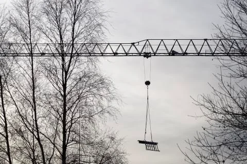 Construction Crane with Trees Stock Photos