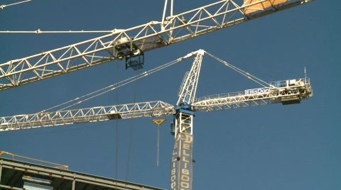 Construction crane, two cranes medium Stock Footage