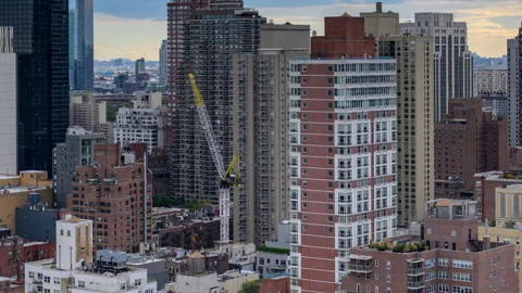 Construction Crane Upper East Side Timelapse Stock Footage 253488463