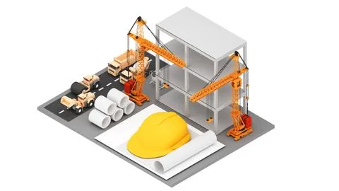 Construction crane utilization, the erection of tall structures, and the lo.. Stock Illustration