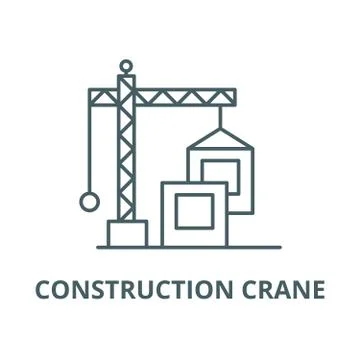 Construction crane vector line icon, linear concept, outline sign, symbol Stock Illustration