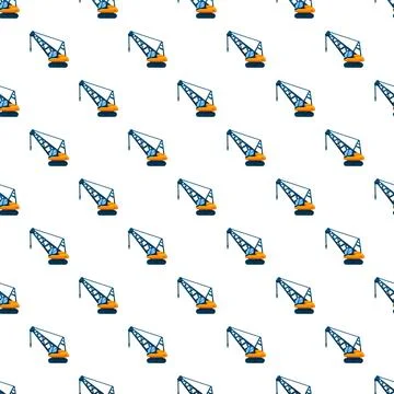Construction crane vehicle seamless pattern creating background Stock Illustration