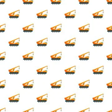 Construction crane vehicle seamless pattern on white background Stock Illustration