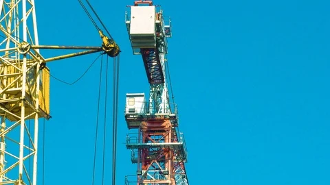 Construction crane in work, construction of a high-rise building, high-altitude Stock-Footage 107101245