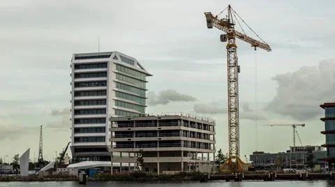  Construction crane working 4k Time lapse. Stock Footage 68313378