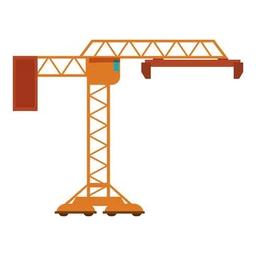 Construction crane working on building site, lifting equipment and materials Ilustración de archivo