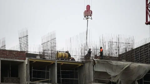 A construction crane working Stock Footage 58019318