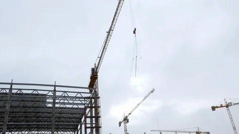 Construction crane working tower building 4k Stock-Footage 85645646