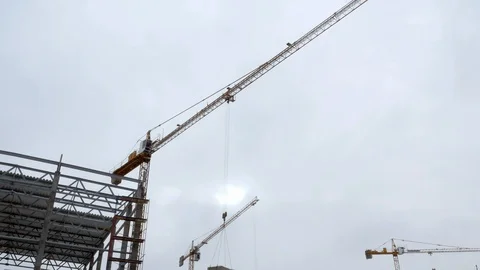 Construction crane working tower building 4k Stock-Footage 85645945