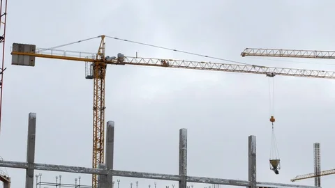 Construction crane working tower building 4k Stock-Footage 85646510